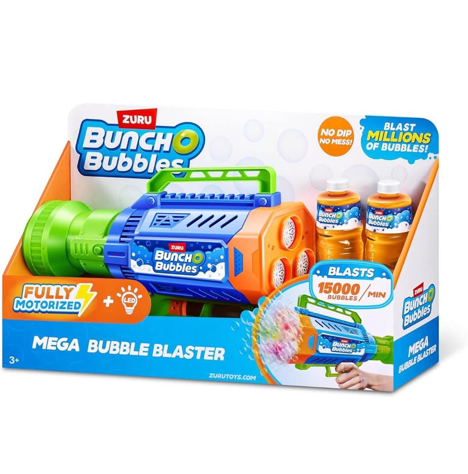 ZURU Bunch O Bubbles Blaster - Mega Motorized Bubble Blaster for Kids, Multicolor, Large, LED Lights