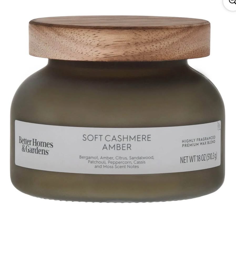 Better Homes and Gardens Soft Cashmere Amber Scented 2-Wick Frosted Jar Candle 18oz.