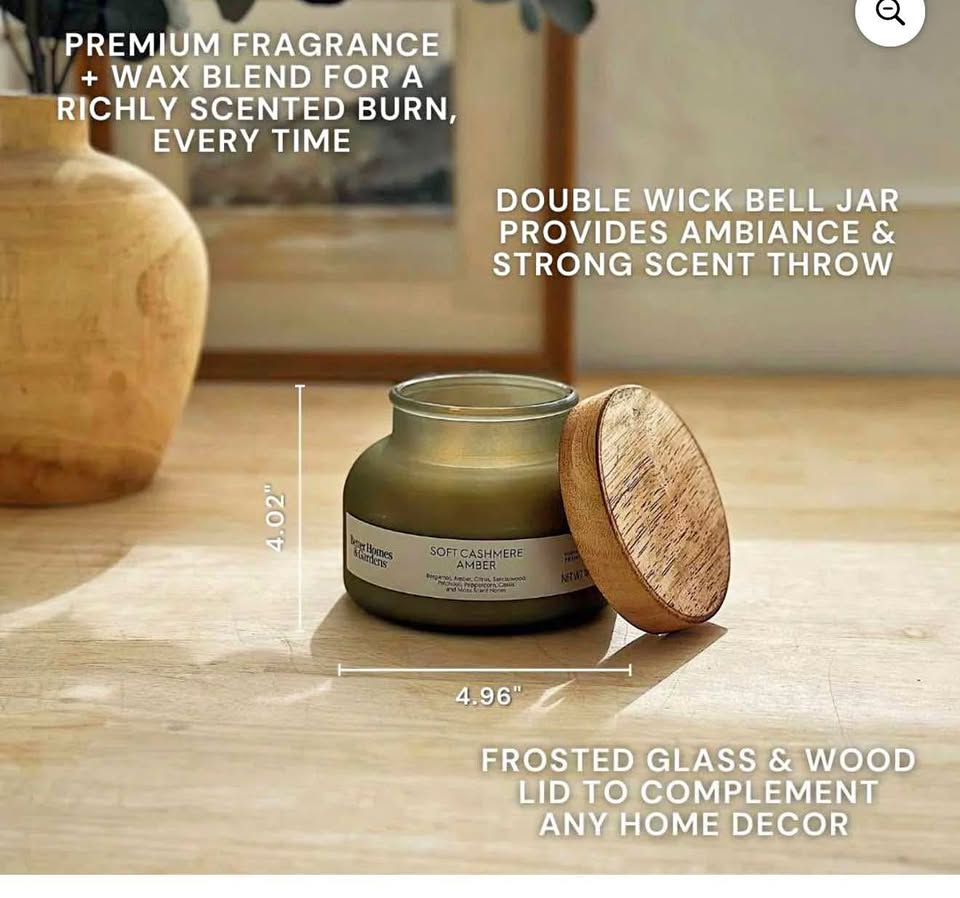 Better Homes and Gardens Soft Cashmere Amber Scented 2-Wick Frosted Jar Candle 18oz.